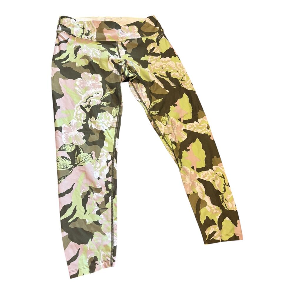 Calvin Klein Performance Green & Pink Tropical Floral Cropped Leggings Size L